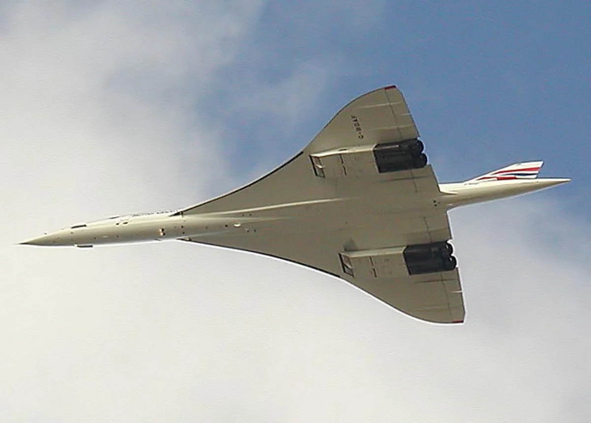A British Airways Concorde in supersonic cruise at altitude — the same aircraft type as Air France F-BTSC, retired by both airlines in 2003 following the AF4590 crash